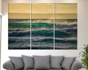 Arte de parede do oceano, impressão em tela do oceano, arte em tela de ondas do oceano