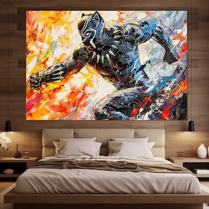 Black Panther Canvas Print, Black Panther Painting, Avengers Wall Art, Black Panther Wall Art, Avengers Poster, Black Panther Fan Gift