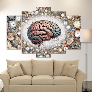 Contemporary Canvas Wall Art, Brain Canvas Print, Time Canvas Art, Brain Painting, Abstract Wall Art, Abstract Canvas Print