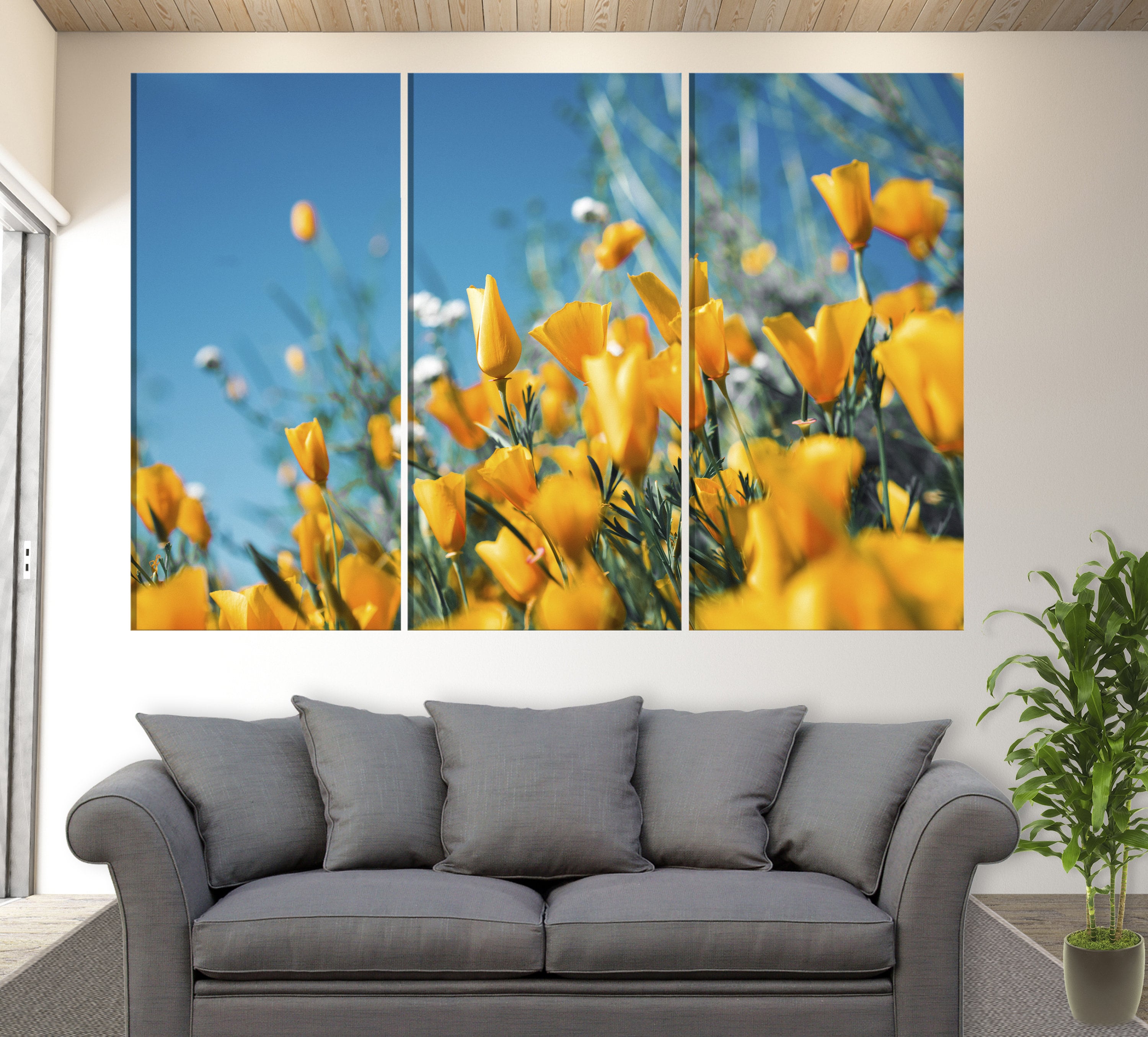 Orange Flower Blossom Canvas Print, Floral Wall Art, Flowers Canvas Art