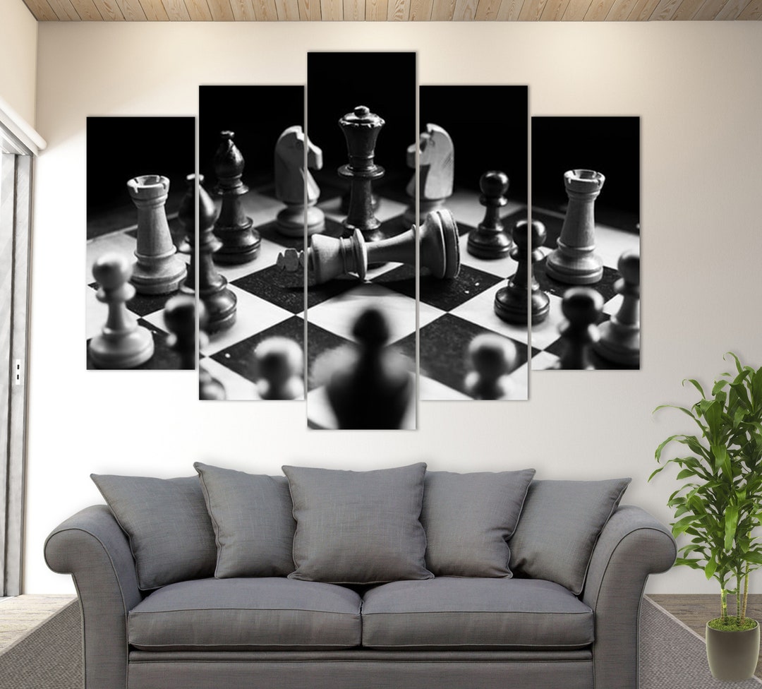 Black and White Chess Canvas Art, Chess Wall Art, Chess Print - Etsy