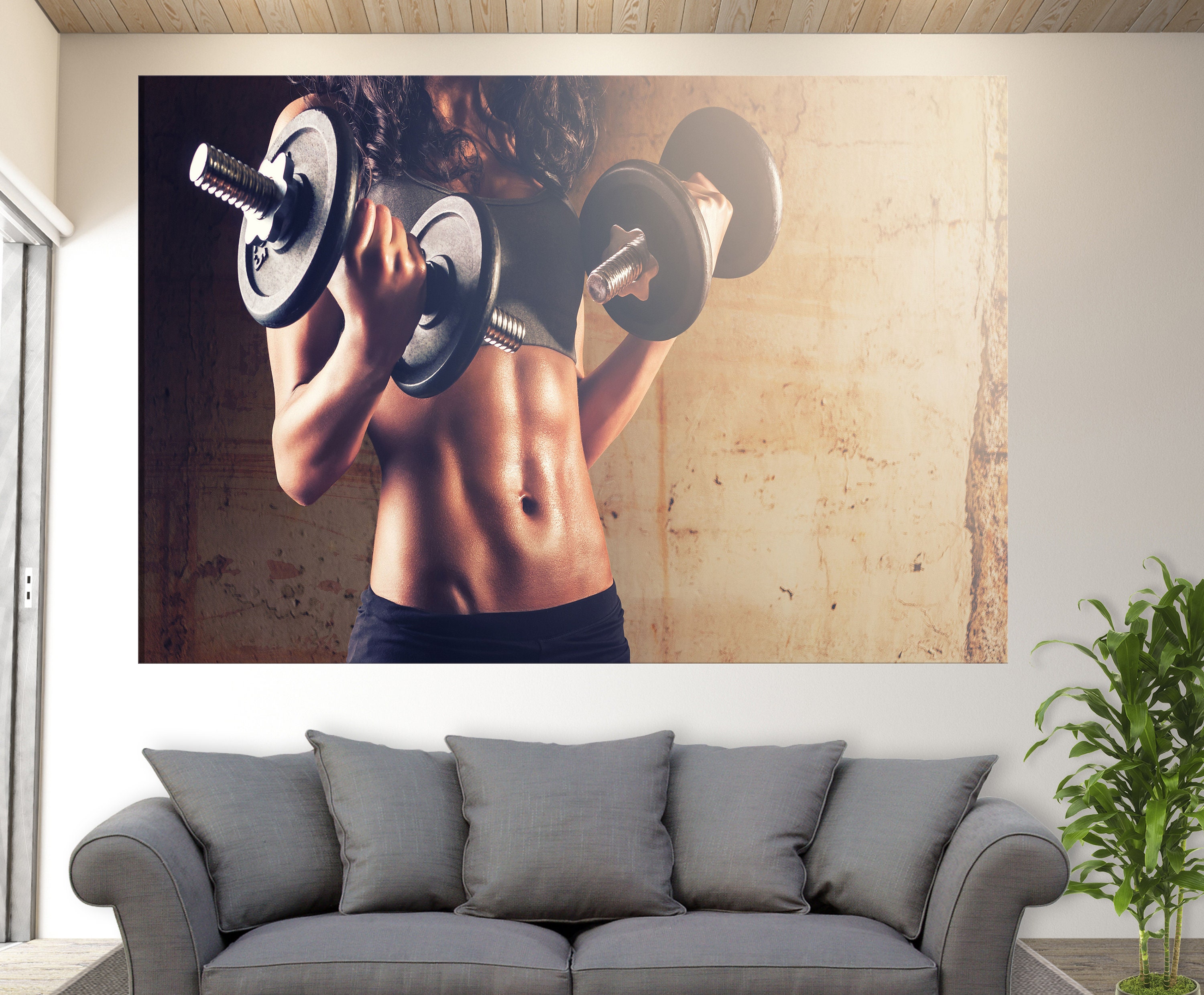 Fitness Girl Canvas Print, Gym Canvas Wall Art, Fitness Wall Art, Workout Canvas Art, Gym Wall Decor, Fitness Motivation  Print