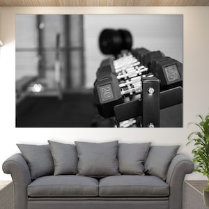 Workout Canvas Art, Weightlifting Wall Art, Black And White Fitness Canvas Print, Fitness Motivation, Gym Wall Decor