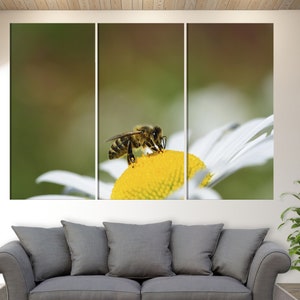 Bee On The Flower Canvas Print, Floral Wall Art, Flowers Canvas Art, Bees Wall Art