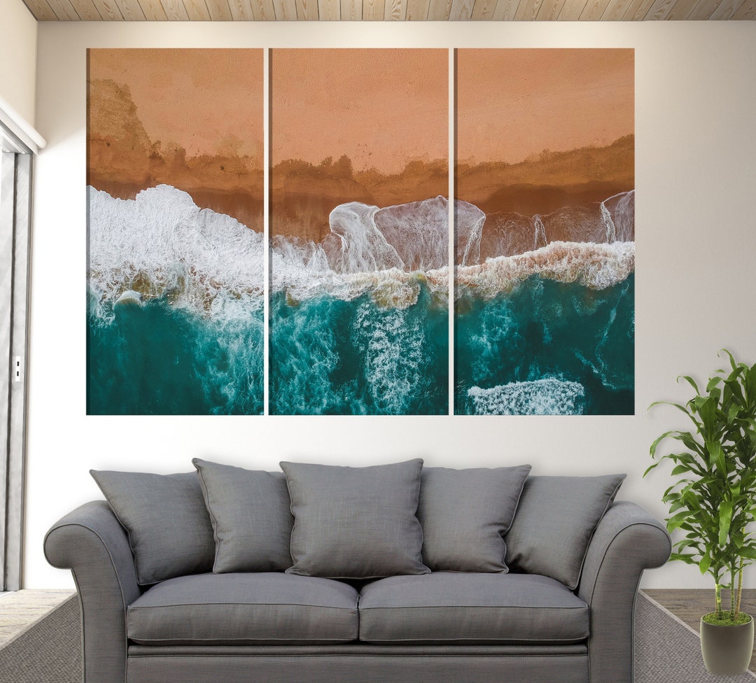 Abstract Sea Painting Canvas Print Ocean Wall Art Ocean Etsy