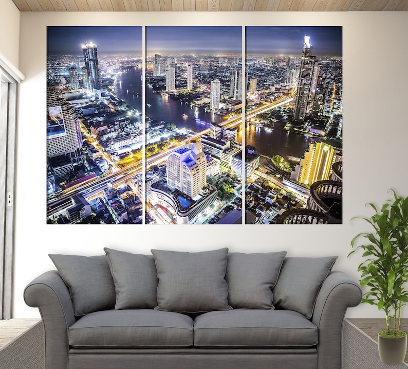 Bangkok Skyline Bangkok Canvas Art Thailand Canvas Print Etsy
