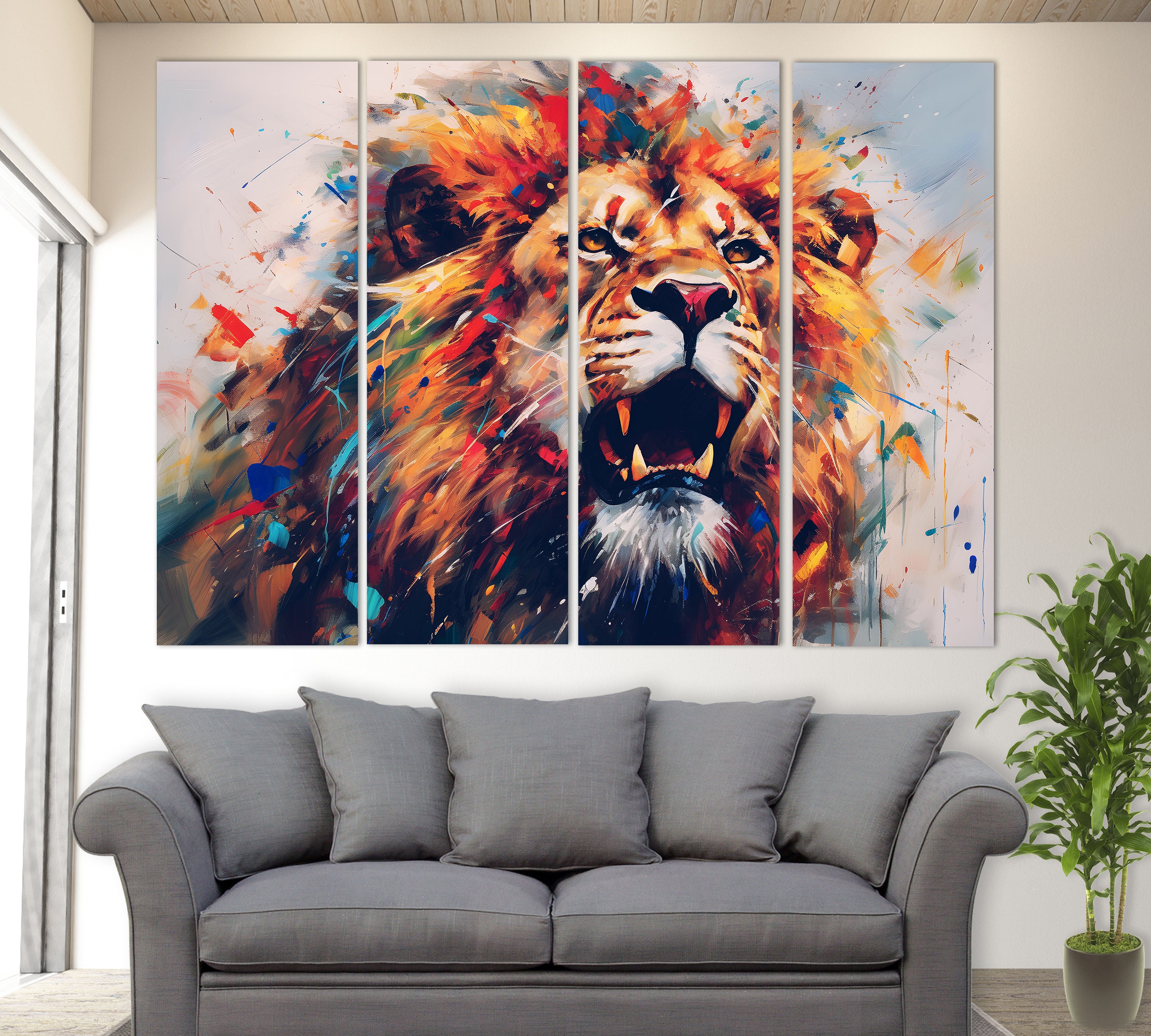 Lion Wall Decor Lion Art Print Lion Home Decor Lion Etsy