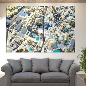 Santorini Wall Art, Santorini Skyline, Santorini Canvas Print