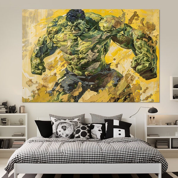 Hulk Canvas Print, Hulk Painting, Avengers Wall Art, Hulk Wall Art, Hulk Poster, Game Room Decor, Hulk Fan Gift