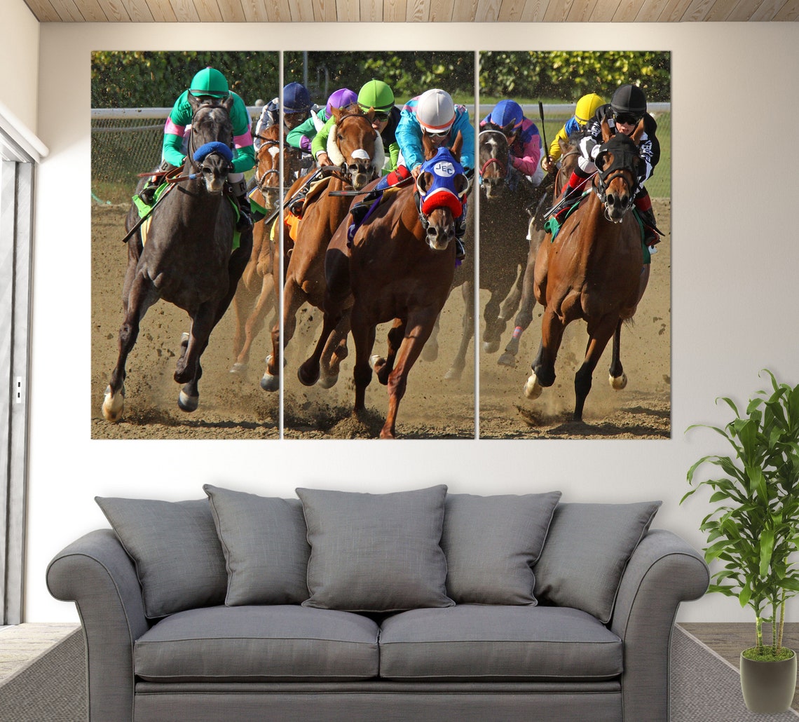 Horse Racing Wall Art Kentucky Derby Canvas Print Horse Etsy