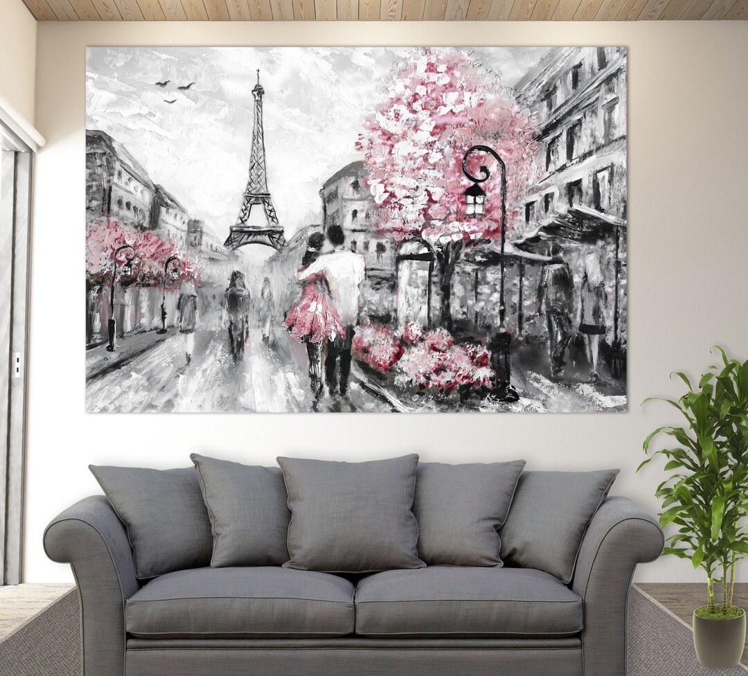Paris Painting Canvas Print Paris Wall Art Romantic Canvas Etsy