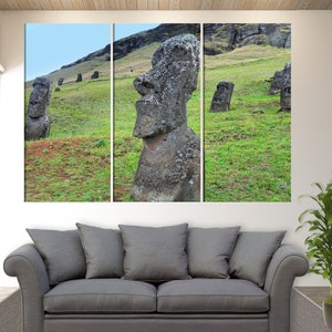 Easter Island Sculpture Canvas Print, Moai Wall Art, Chile Canvas Print, Chile Wall Art