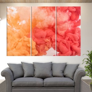 Abstract Red Orange Pink Smoke Canvas Wall Art, Abstract Wall Decor, Contemporary Wall Art, Abstract Painting Canvas Print