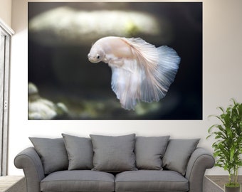 Siamese Fighting Fish Canvas Print, Ocean Underwater Wall Art, The Betta Fish, Underwater Canvas Art, Aquarium Wall Art