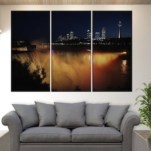 Night Niagara Falls Canvas Print, Niagara Waterfall Wall Art