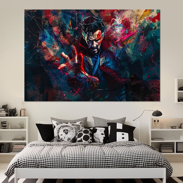 Arte de pared de los Vengadores, impresión de lienzo de Doctor Strange, pintura de Dr Strange, regalo de fan de Doctor Strange, póster de Doctor Strange, decoración de la habitación de los niños