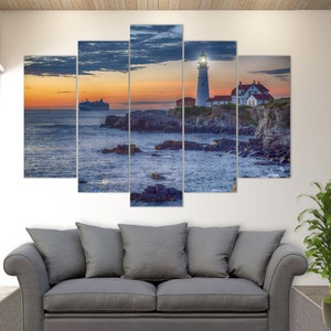 Cape Elizabeth Lighthouse Canvas Print, Lighthouse in Maine Wall Art