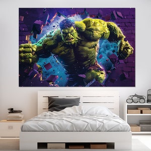 Avengers Wall Art, Hulk Canvas Print, Hulk Painting, Superheroes Wall Art, Hulk Poster, Game Room Decor, Hulk Fan Gift, Kids Room Decor