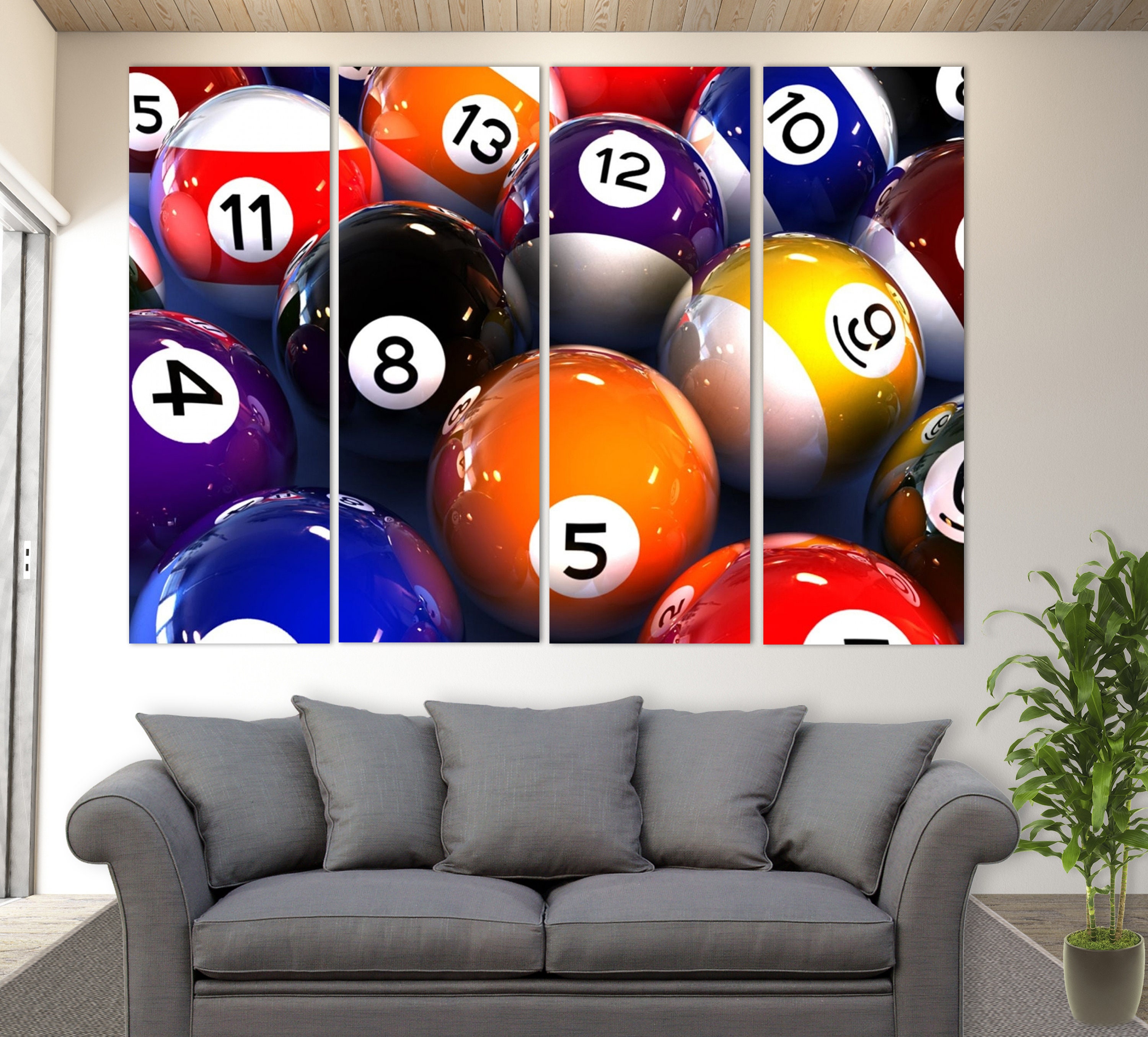 Billiards Wall Art, Billiard Balls Canvas Print, Billiards Canvas Art