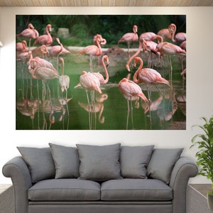 Pink Flamingo Birds Canvas Print, Flamingos Wall Art, Pink Wall Decor