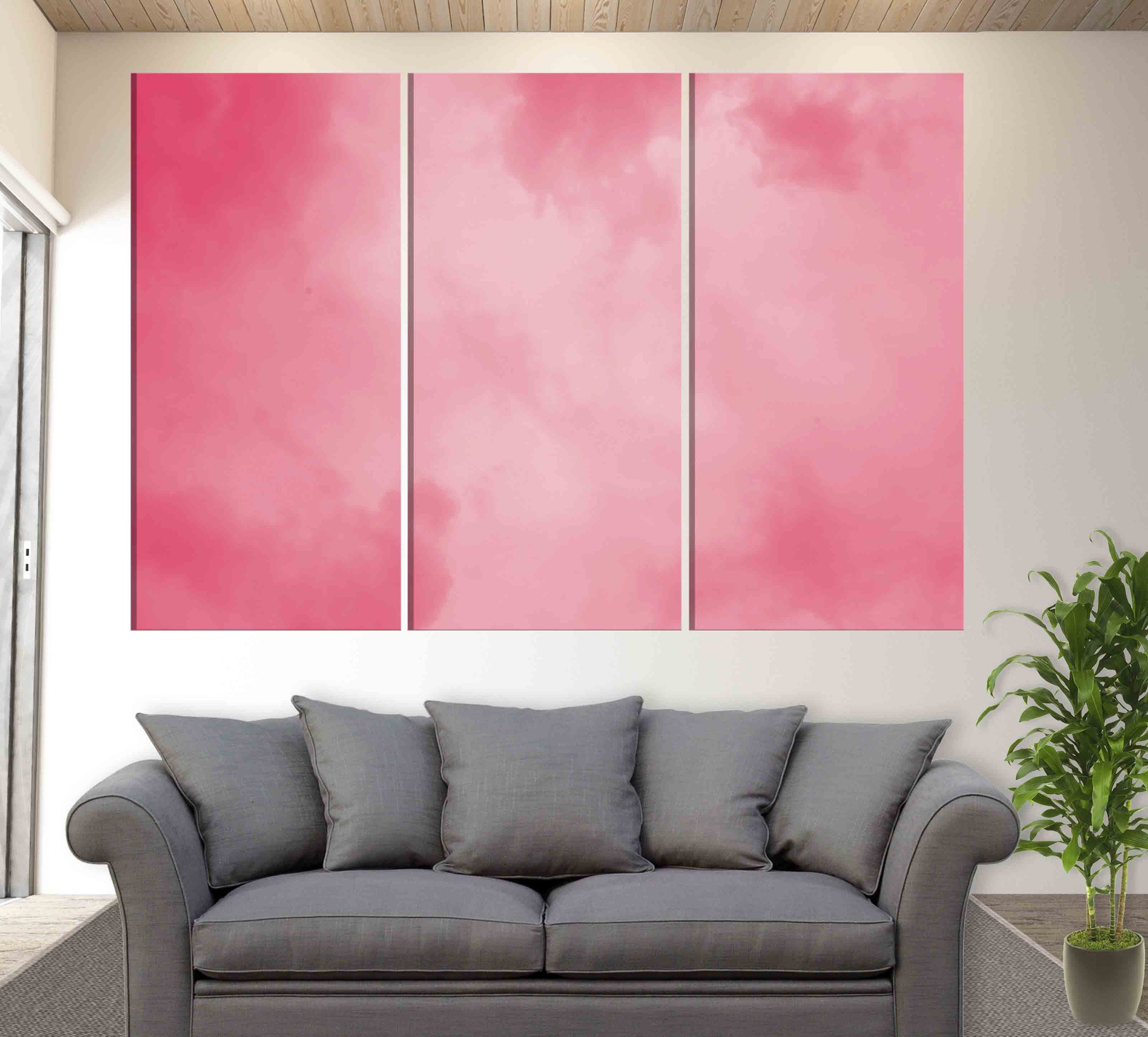 Abstract Pink Canvas Wall Art Pink Clouds Canvas Print Pink Etsy UK