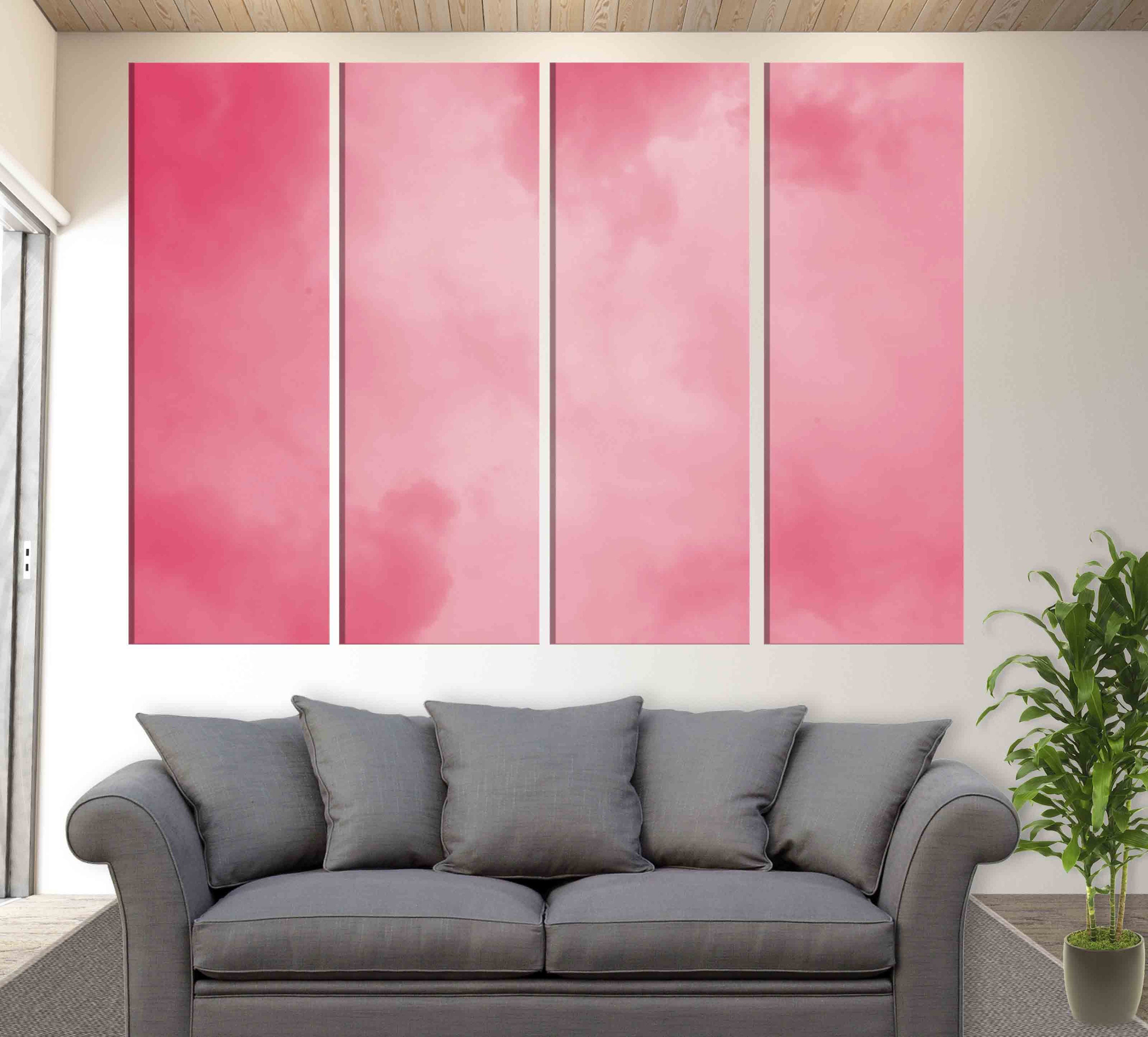 Abstract Pink Canvas Wall Art Pink Clouds Canvas Print Pink Etsy UK
