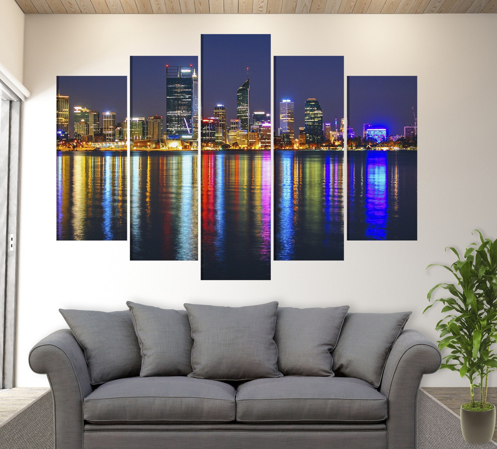 Perth Skyline Australian Wall Art Perth Canvas Print Night Etsy