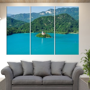 Church of the Mother of God On The Lake Bled, Slovenia Canvas Print, Lake Canvas Wall Art, Lake Landscape