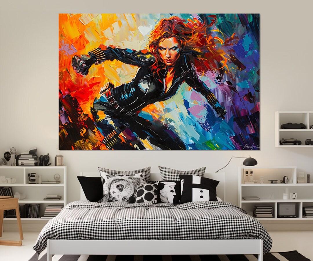 Black Widow Canvas Print, Black Widow Painting, Avengers Wall Art ...