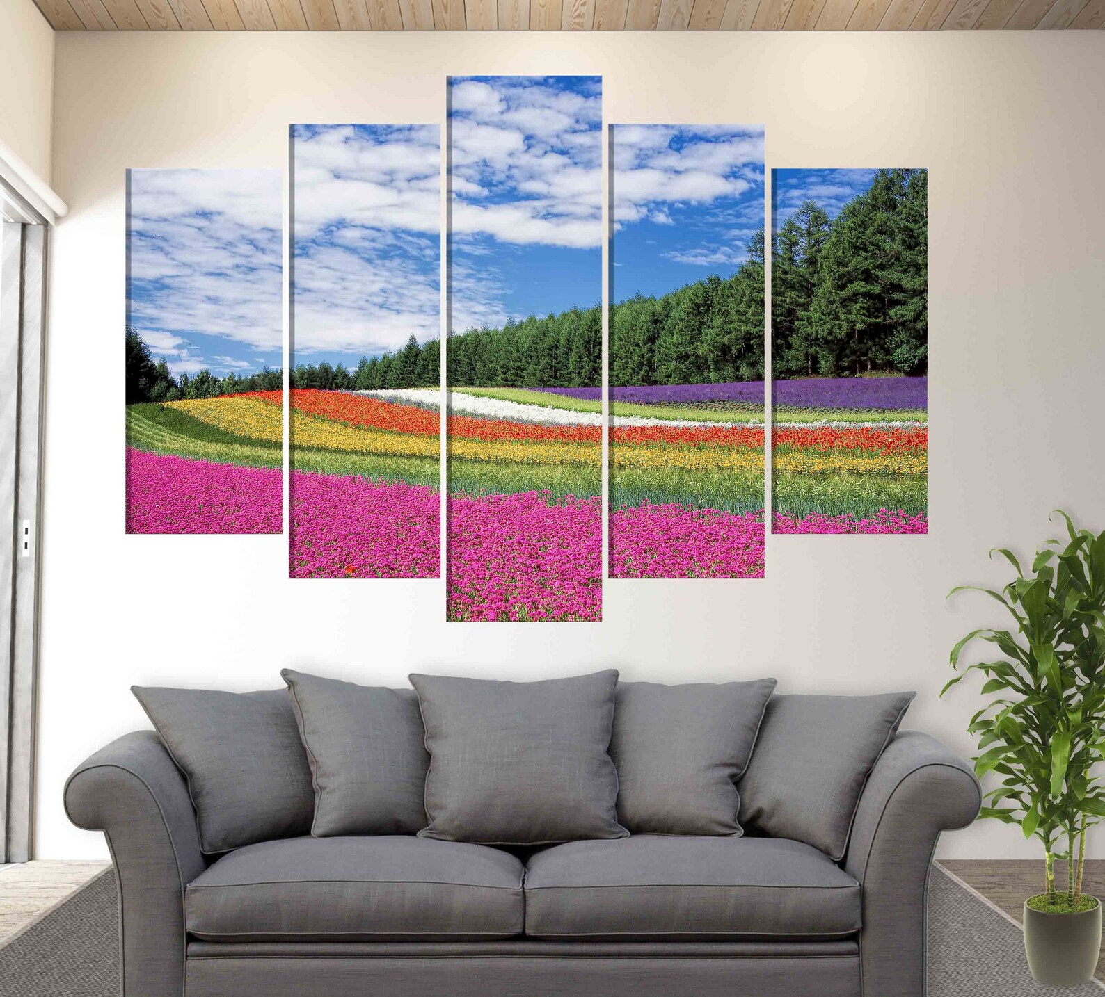 Flower Field Canvas Wall Art Flowers Canvas Print Floral Etsy