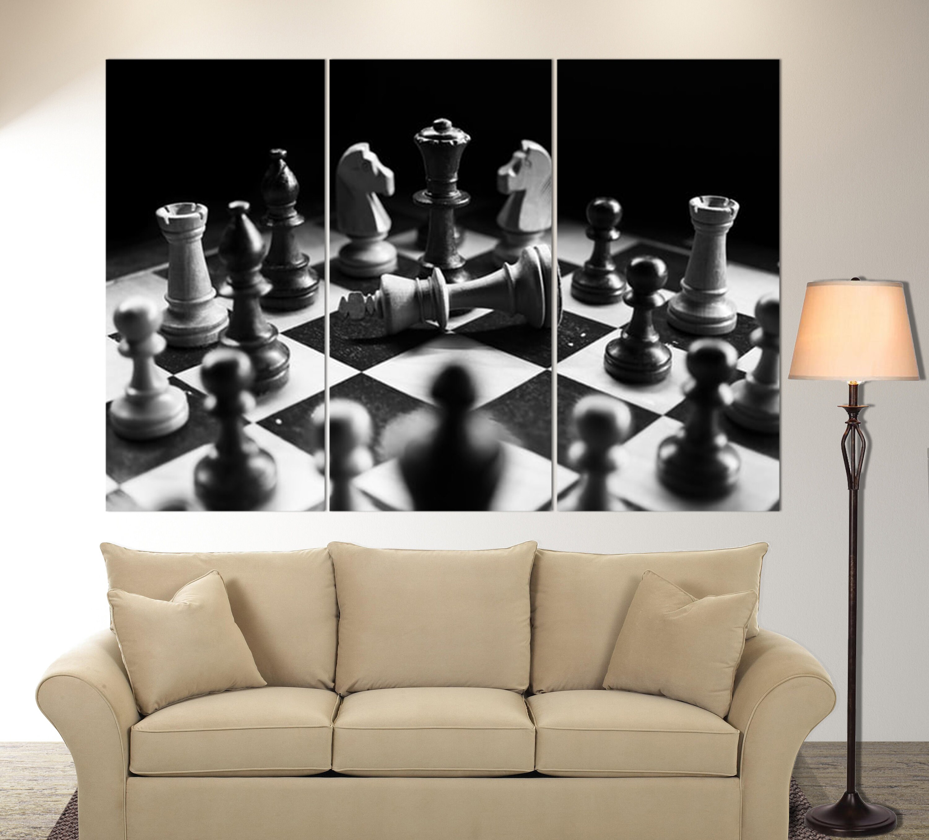 Black and White Chess Canvas Art, Chess Wall Art, Chess Print - Etsy