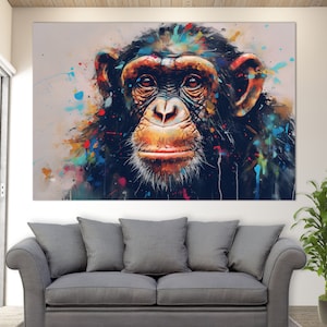 Monkey Wall Decor, Monkey Art Print, Monkey Home Decor, Monkey Abstrakt Art, Colorful Monkey Wall Art,Abstract Oil Painting Monkey