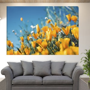 Orange Flower Blossom Canvas Print, Floral Wall Art, Flowers Canvas Art