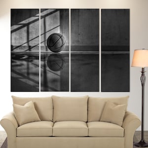 Abstract Basketball Wall Art, Black And White Basketball Canvas Print