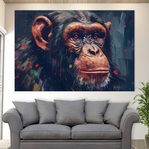 Monkey Wall Decor, Monkey Art Print, Monkey Home Decor, Monkey Abstrakt Art, Colorful Monkey Wall Art,Abstract Oil Painting Monkey
