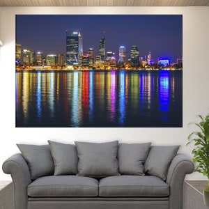 Perth Skyline, Australian Wall Art, Perth Canvas Print, Night Perth Canvas Art