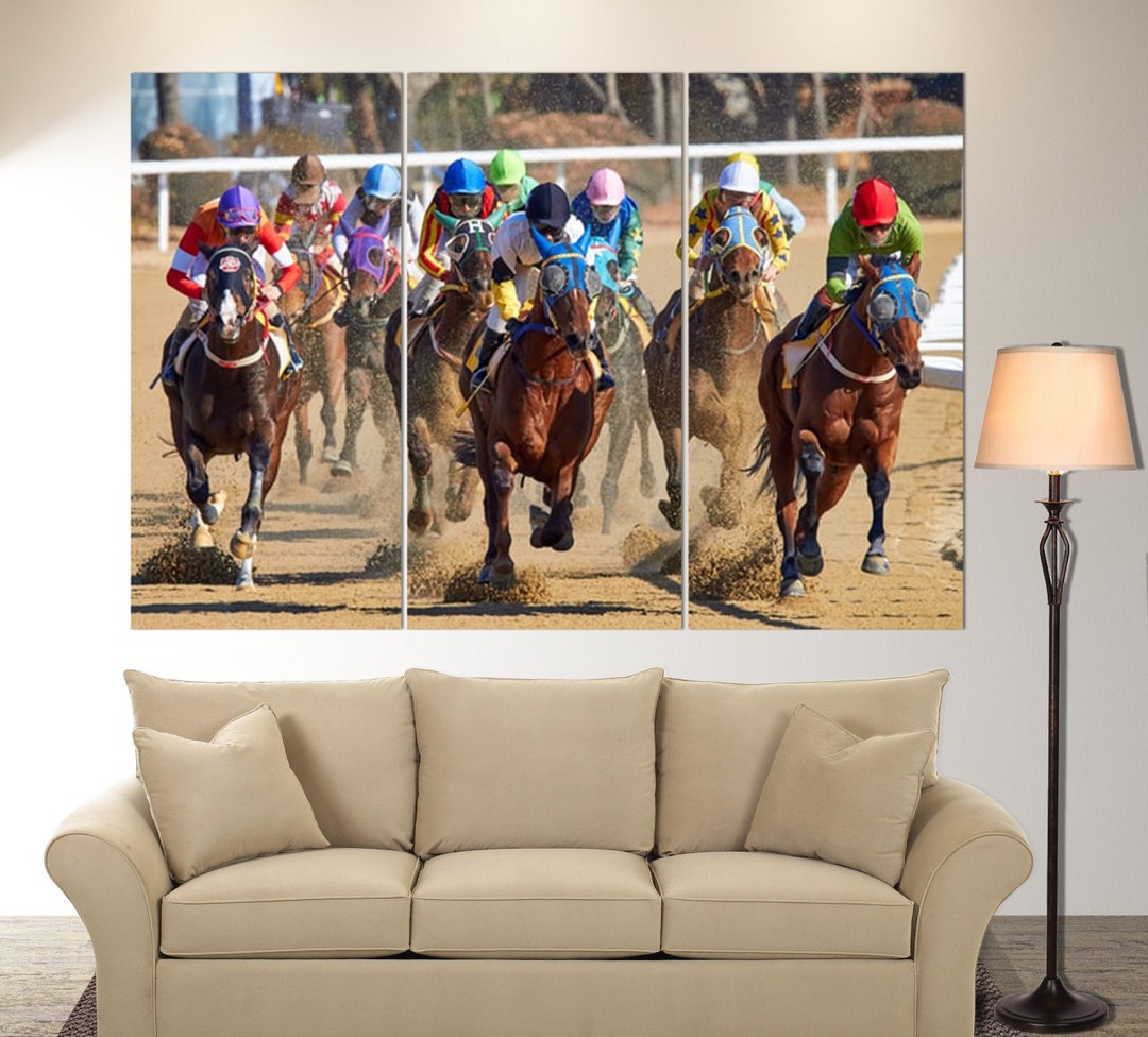 Horse Racing Wall Art, Horse Racing Canvas Print, Horse Racing Fan Gift