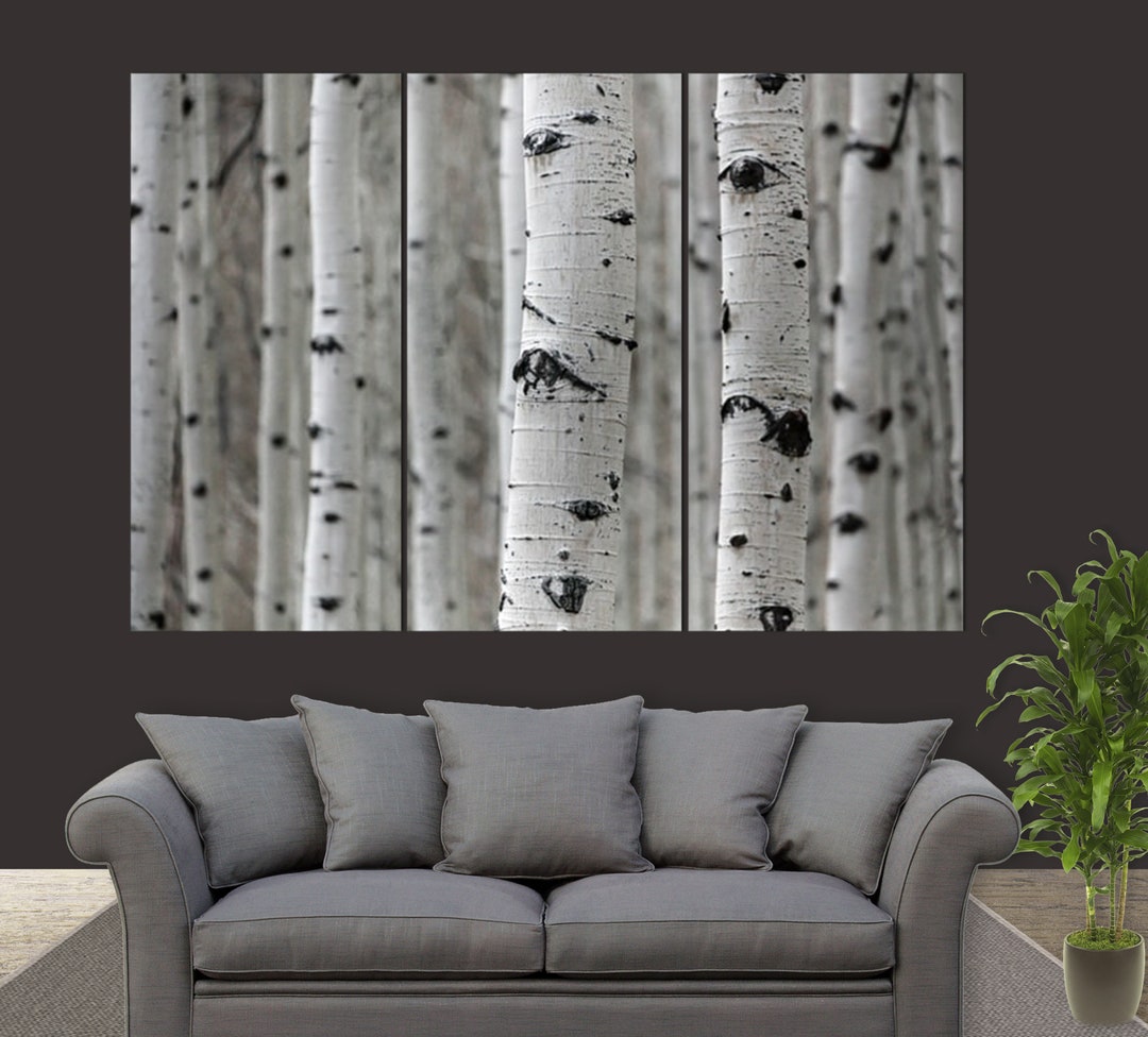 Abstract Birch Canvas Wall Art Forest Canvas Print Forest Etsy