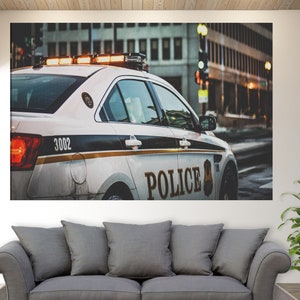 Police Car Canvas Print, Police Wall Art, Police Poster, Police Officer Gift, Police Wall Decor