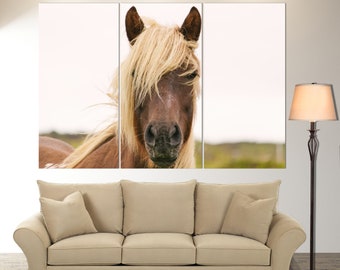 Brown Horse With Blond Hair Canvas Art, Horse Canvas Print, Horse Wall Art