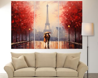 Quadro Su Tela Moderno Parigi Torre Eiffel, Graffiti, 122x61 Cm - Stampe HD Pronte Da Appendere Per Soggiorno E Camera - 2