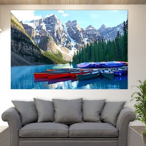 Moraine Lake Canvas Wall Art, Moraine Lake Canvas Print, Lake Landscape, Canada Nature Wall Decor