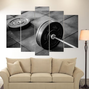 Weightlifting Wall Art, Black And White Fitness Canvas Print, Fitness Motivation Wall Art