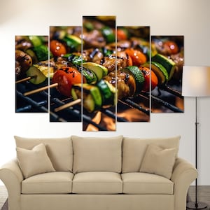 Grill Meat Canvas Print, Barbecue Photo, Restaurant Decor, Grill Canvas Art, Bar Decor, Food Photo, Kitchen Decor