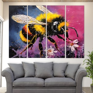 Bee Wall Decor, Bee Art Print, Bee Home Decor, Bee Abstrakt Art, Colorful Bee Wall Art, Abstract Bee Oil Painting