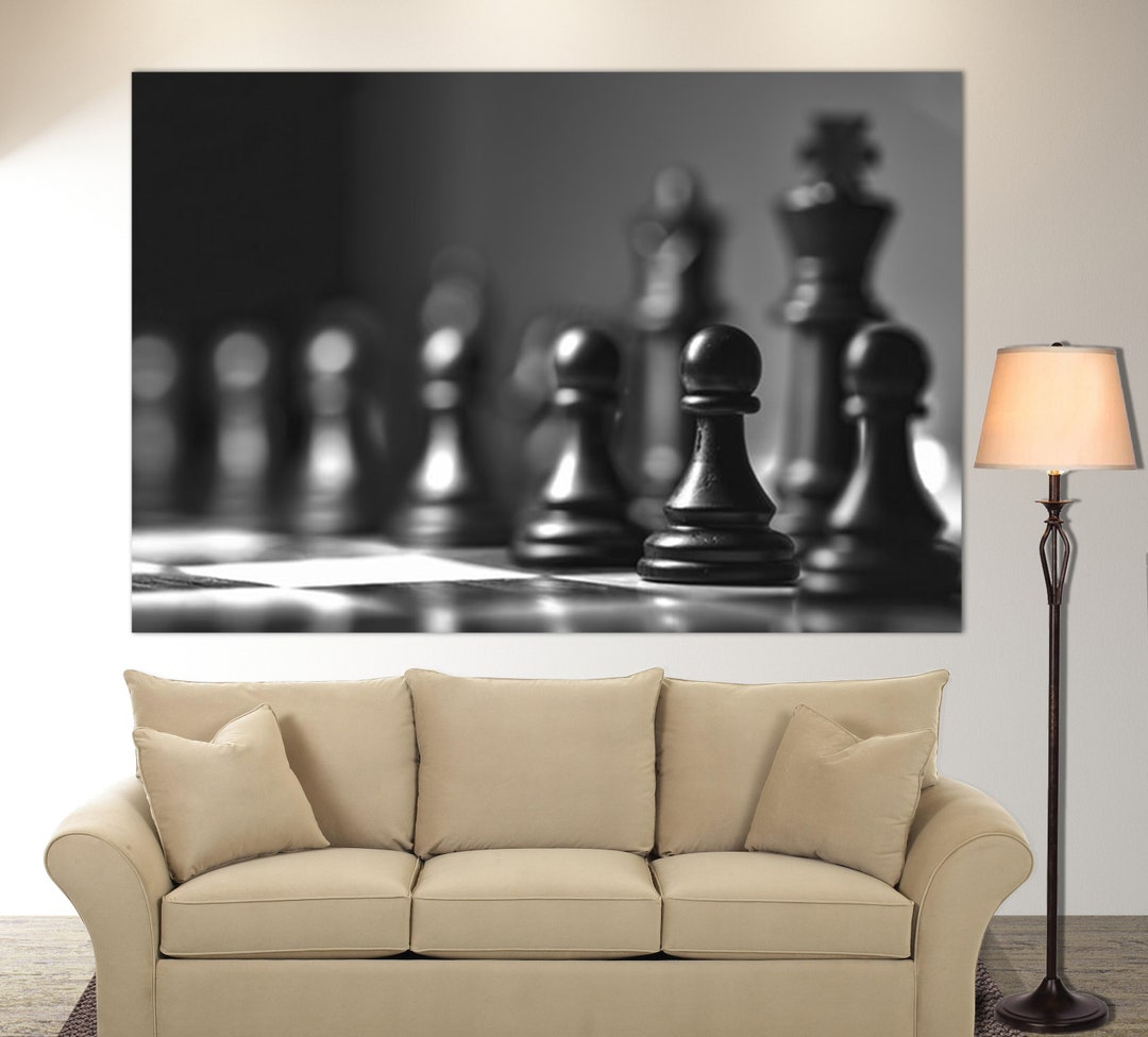Chess Wall Art, Black and White Chess Canvas Print - Etsy