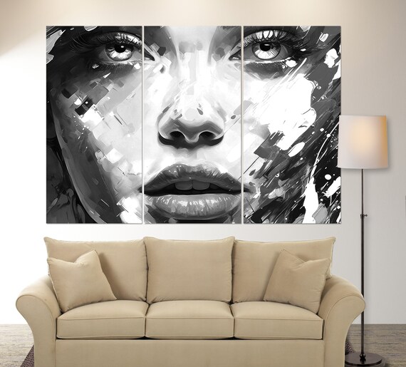 Abstract Woman Face Canvas Print, Faces Wall Art, Woman Painting