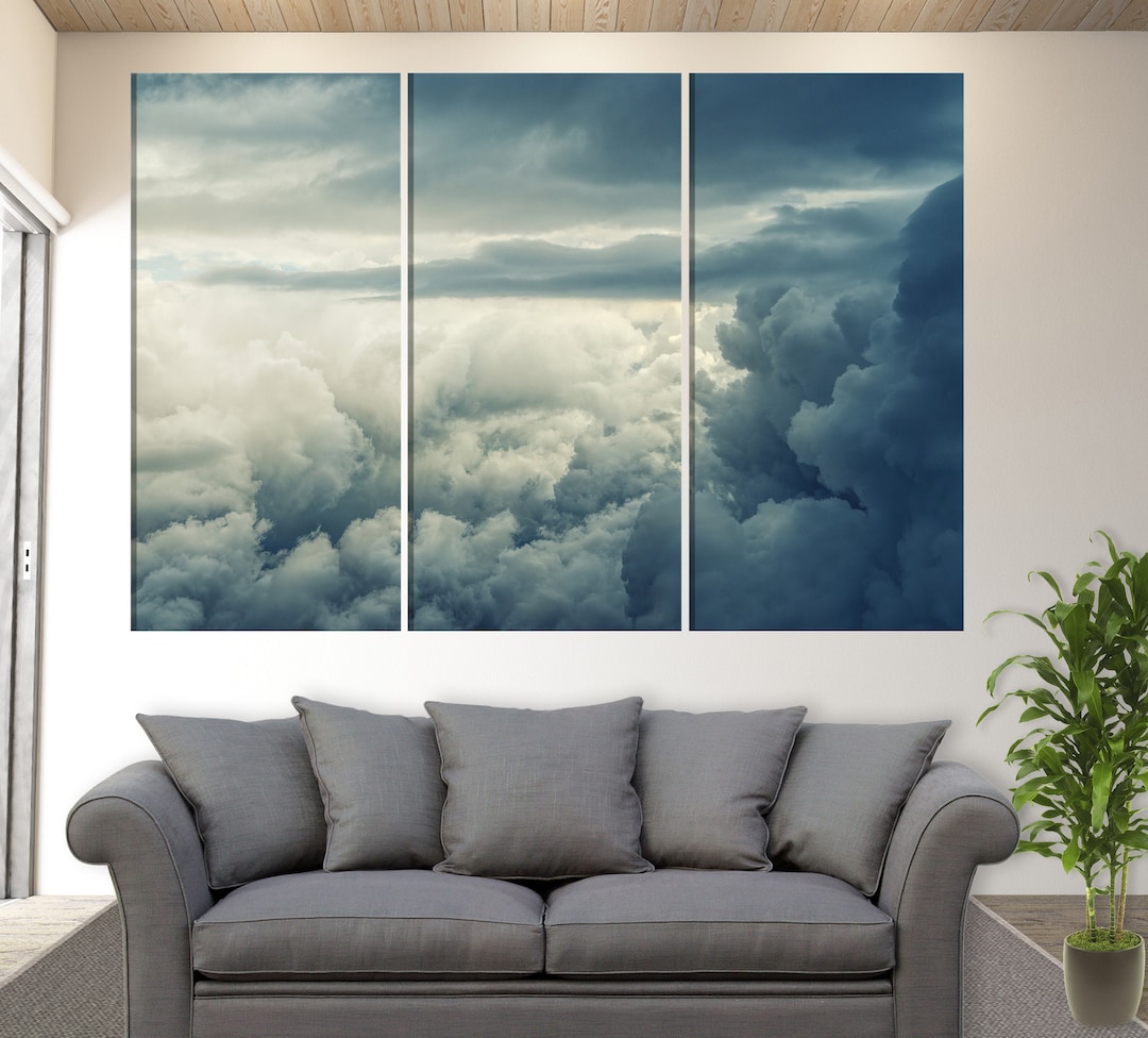 Clouds Canvas Print Sky Wall Art Clouds Wall Art Blue Sky Etsy