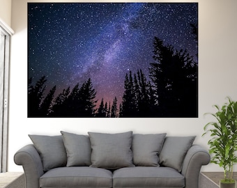 Milky Way Forest Landscape Stars Galaxy Fireflies - Etsy