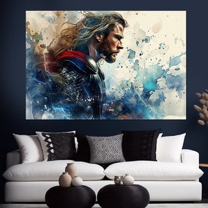 Thor Canvas Print, Thor Painting, Avengers Wall Art, Comics Canvas Art, Thor Poster, Kids Room Decor, Thor Fan Gift, Thor Print